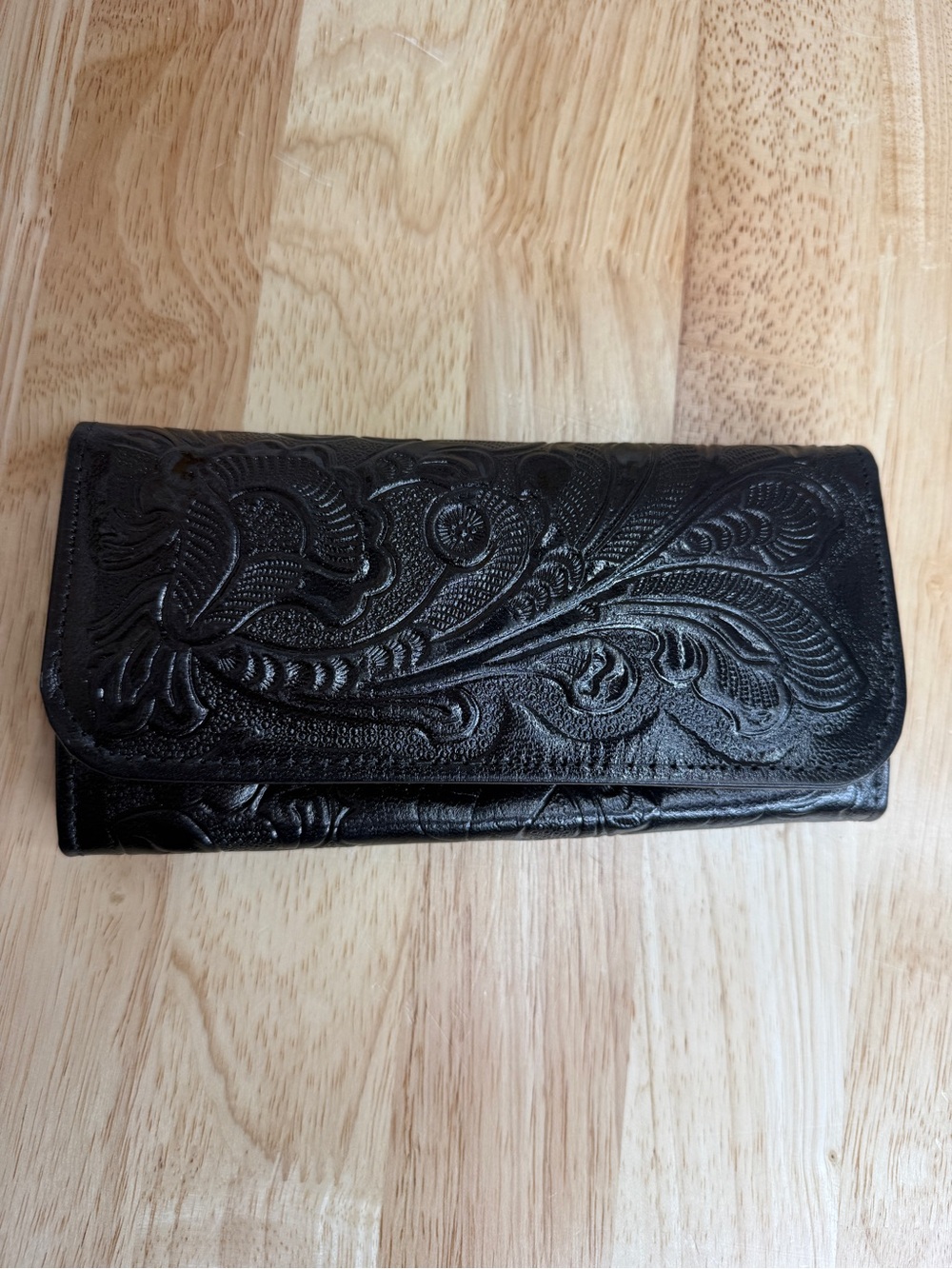 Mexican Embossed Leather Wallet Black